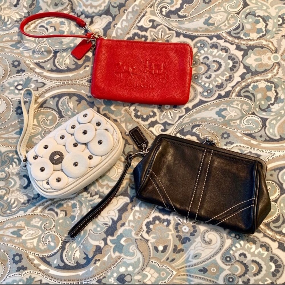 Small White Cole Haan and Black Coach Wristlets